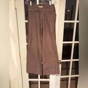 Anthropologie Elevenses Academia Wide Leg Brown Pants with side buttons size 2